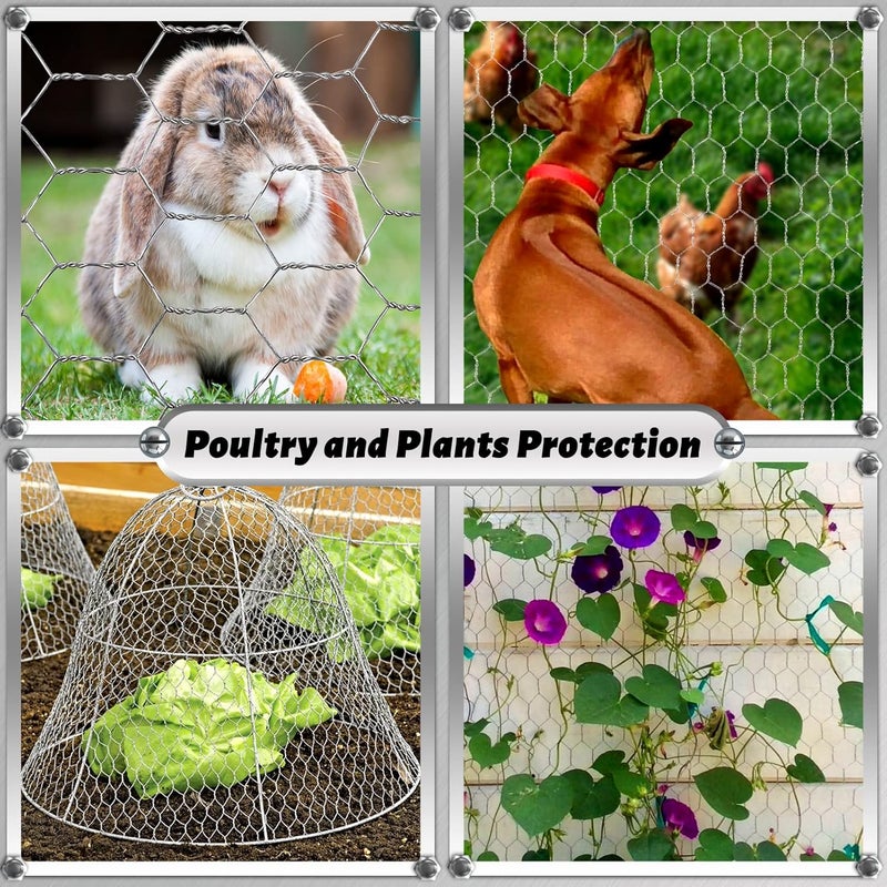 Fabulas Chicken Wire Fencing Mesh, 17 Inch x 60 Feet Metal Floral Chicken Wire Fence for Crafts Poultry Garden, 0.6 Inch Hexagonal Galvanized Hardware Cloth Netting for Chicken Coop Barrier Rabbit Cage - Image 4